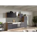 Produktbild: Held Möbel Küchenzeile Turin 300 cm Graphit-Wotaneiche mit E-Geräten