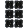 Produktbild: Kopp Paris Profipack, Inhalt: 6 x Schutzkontakt-Steckdose, 1-fach, mit Berührungsschutz, 16A, 250V, IP20, schwarz, matte Oberfläche, 920750014