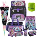Produktbild: Pridera Scooli Schulranzen Mädchen 1.Klasse EasyFit (10tlg. Set mit Sporttasche Brotdose Trinkflasche Schultüte N, Regenhülle gratis, Monster High)