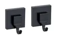 Produktbild: WENKO Vacuum-Loc® Wandhaken Quadro 2er Set, Bad-Haken aus Kunststoff, Befestigen ohne Bohren, Schwarz