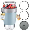 Produktbild: Westmark Lunchpot-Set groß – 3 auslaufsichere Fächer: 350 ml, 600 ml, 200 ml, inkl. 2 Dichtungsringen + 1 Ersatz-Deckel – Blau/Grau/Klar, 528722EB