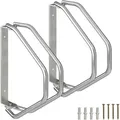 Produktbild: Relaxdays - Fahrradständer, 2er Set, Wandmontage, stabiler Stahl, Fahrradwandhalter, 180° schwenkbar, Einzelparker, silber