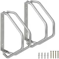 Produktbild: Relaxdays Fahrradständer, 2er Set, Wandmontage, stabiler Stahl, Fahrradwandhalter, 180° schwenkbar, Einzelparker, silber