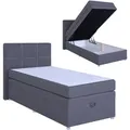 Produktbild: Boxspringbett - dunkelgrau - mit Bettkasten - H3 - 90x200 cm