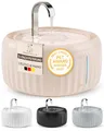 Produktbild: PrettyPaw Katzenbrunnen Aqua Flow Pro [NEUEINFÜHRUNG] Super leiser, BPA-freier 3L Trinkbrunnen für Katze mit LED und Aktivkohlefilter I Leicht zu reinigender Katzen Trinkbrunnen I Aqua Flow (Beige)