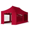 Produktbild: TOOLPORT 3x6m Aluminium Faltpavillon, inkl. 4 Seitenteile, rot