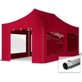 Produktbild: 3x6 m Faltpavillon professional Alu 40mm, Seitenteile mit Panoramafenstern, rot