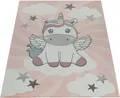Produktbild: Paco Home Kinderteppich Cosmo 395, rechteckig, Höhe: 12 mm, 3D-Design, niedliches Einhorn Motiv, Pastell-Farben, Kinderzimmer