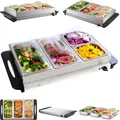 Produktbild: Steinborg Edelstahl Buffetwärmer Speisewärmer | 4 Speisebehälter | stufenlosen Temperaturregler | BPA-frei | 300 Watt