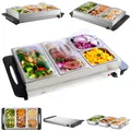 Produktbild: Steinborg Edelstahl Buffetwärmer Speisewärmer | 4 Speisebehälter | stufenlosen Temperaturregler | BPA-frei | 300 Watt