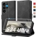 Produktbild: Handyhülle Samsung Galaxy S24 Ultra Leder Wallet Flip Cover Schwarz