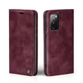Produktbild: LBH Handyhülle für Samsung Galaxy S20 FE in Weinrot mit Karten- und Geldfach Smartphone Hülle mit Standfunktion Flip Case Schutzhülle Magnetverschluss Vintage