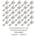 Produktbild: 25 Flachsteckhülse 6,3x0,8 Kabelschuh unisoliert 1,50²-2,50² DIN 46340 Rasthaken