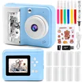 Produktbild: Kinderkamera Sofortbildkamera 1080P 2,4 Zoll Bildschirm Sofortbildkamera Kinder mit Druckpapier & 32GB TF Karte, Digitalkamera Kinder mit bunten Stiften Geschenk für Kinder 3-12 Jahre