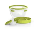 Produktbild: EMSA Clip & Go Salatbox, 1 L, mit Einsätzen für Toppings und Dressing, 100 Prozent dicht, mit Frischedichtung, Transparent, Hellgrün, Made in Germany, 518097
