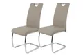 Produktbild: Hela Tische, 2er Set Esszimmerstuhl Freischwinger Flora - Bezug Kunstleder Beige - Metallgestell Rundrohr verchromt -120kg belastbar -Lehne mit Griff