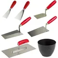 Produktbild: Dema - Maurer Set 7 tlg. Glättkelle, Maurerkelle, Putzkelle, Gipserspachtel, Gipsbecher