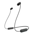 Produktbild: Sony kabellose WI-C100 In-Ear-Kopfhörer (bis zu 25 Stunden Akkulaufzeit, optimiert für Sprachassistenten, integriertes Mikrofon für Telefonate, Bluetooth), Schwarz, klein