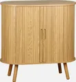 Produktbild: sweeek - Sideboard mit Schiebetüren und Regal, gerillter Holzoptik B 80cm - Natur