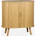 Produktbild: sweeek - Sideboard mit Schiebetüren und Regal, gerillter Holzoptik B 80cm - Natur