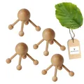 Produktbild: 4x HOFMEISTER® Massage-Gerät aus Buchen-Holz, gegen Verspannungen & Schmerzen, Wellness & Entspannung für den Rücken, Naturprodukt aus Europa, Massage-Spinne, 4 Beine, 8 cm