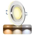 Produktbild: SSC-LUXon YAPU Glas Einbaustrahler mit LED Ring in rund silber spiegelnd - flache Einbauleuchte mit LED Modul 4w warmweiß 230V