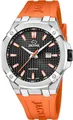 Produktbild: JAGUAR Swiss Made Herrenuhr Kautschuk Orange - Quarz, Datum, Saphirglas - Wasserdicht 10 ATM - J1010/1 Diplomatic
