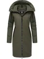 Produktbild: Ragwear Damen Wintermantel Steppmantel in Wolloptik mit Kapuze und hohem Kragen Jumana YOUMODO Dark Olive Gr. L