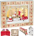 Produktbild: Brubaker Wiederverwendbarer Adventskalender aus Holz zum Befüllen - Weihnachtsmann im Wald mit LED-Beleuchtung - DIY Weihnachtskalender 35.5 x 6 x 27 cm