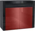 Produktbild: Vladon Kommode Valencia, Germany, Sideboard mit 2 Türen und 1 offenem Fach, Schwarz matt/Bordeaux Hochglanz/Schwarz Hochglanz (108 x 92 x 40 cm)
