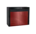Produktbild: Vladon Kommode Valencia (Kommode, Sideboard mit 2 Türen und 1 offenem Fach), Schwarz matt/Bordeaux Hochglanz/Schwarz Hochglanz (108 x 92 x 40 cm)