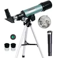 Produktbild: Mijiao Teleskop für Kinder, 360/50mm Astronomisches Teleskop Refraktor Weltraum Fernrohr Landschaft Teleskope Tragbares Reiseteleskop mit Stativ, Kinder Geschenke für Kinder & Einsteiger.