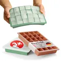 Produktbild: Blumtal Eiswürfelformen Silikon 3er Set - 24er Eiswürfelform mit Deckel - BPA-freie Silikon Eiswürfelform - Ice Cube Tray lebensmittelecht - Ice Tray - Olivgrün + Olivgrün + Mineral Rot
