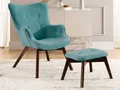 Produktbild: S-Style Möbel Loungesessel mit Fußhocker Lenari aus Cordstoff mit Füßen aus Massivholz (1 x Lounge-Sessel, 1 x Hocker)