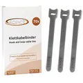 Produktbild: ECENCE Klettband Kabelbinder wiederverschließbar 70 Stück Klett Kabelbinder 15x1,2cm Grau Kabelklett wiederverwendbar, Klettbinder