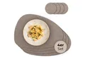Produktbild: matches21 HOME & HOBBY Platzset Ovales Tischset mit Glasuntersetzer, 4er Set, in Braun meliert, (4-St), Hitzebeständige abwaschbare PVC Platzsets