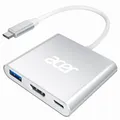 Produktbild: Acer USB-C HDMI Multiport Adapter - 4K, 100W PD, USB 3.0 5Gbps Datenport - Kompatibel Mit MacBook Pro/Air, Dell XPS, Surface Pro, Galaxy S24 Ultra - Silber
