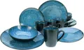 Produktbild: CreaTable Kombiservice Geschirr-Set Capri (16-tlg), 4 Personen, Steinzeug, Service, intensiv blaue Reaktivfarbe, Bicolor, 16 Teile für 4 Personen