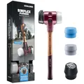 Produktbild: HALDER-Plusbox Starterkit, SIMPLEX-Schonhammer D80, Gummikomposition mit Standfuß/Superplastik sowie je ein TPE-soft und TPE-mid Schlageinsatz plus Flaschenöffner | 3027s025