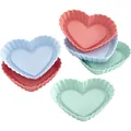 Produktbild: Tortelett Herz Silikon 6er Set Pastelfarben Mix Backform Obstbodenform