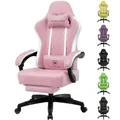 Produktbild: GTPLAYER Gaming Stuhl Ergonomischer Gaming Sessel Schreibtischstuhl Kunstleder, Federsitzkissen, Verbindungsarmlehnen und Fußstütze 150KG, rosa