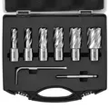 Produktbild: VEVOR Kronenbohrer-Set Metall 6 tlg. 1/2, 9/16, 11/16, 13/16, 15/16, 1-1/16 Zoll Kernbohrer-Satz 25,4 mm Schnitttiefe Ringschneider-Set, aus M2AL-Schnellarbeitsstahl Zubehör für Magnetbohrmaschinen