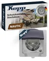 Produktbild: Kopp NAUTIC 1-fach Schutzkontakt-Steckdose mit Klappdeckel in Grau - Sichere Aufputz-Steckdose mit erhöhtem Berührungsschutz - IP44 Feuchtraumsteckdosen-Aufputz 16A / 250V~