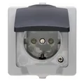 Produktbild: Kopp Steckdose 1-fach mit Deckel IP 44 Aufputz/Feuchtraum Nautic Grau
