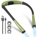 Produktbild: Glocusent Leselampe Hals, Leselampe Buch mit 3 Farben & 6 Helliggkeitsstufen, Nackenlampe Wiederaufladbar 80 Stunden Dauer, Biegbare Arme, Leselicht für Lesen Stricken Camping Nähen Reparieren