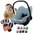 Produktbild: Frottee Sommerbezug [Schonbezug für Babyschale] Autositz kompatibel mit Maxi Cosi Cabrio Fix + GRATIS Gurtpolster (blau-grau)
