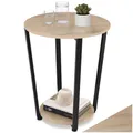 Produktbild: tectake® Möbel, Beistelltisch rund, runder Tisch Holz, Couchtisch rund, Möbel mit 2 Ablagen, Nachttisch, Zimmer Deko Wohnzimmer, Schlafzimmer, Coffee Table Ø 50 - Industrial Holz hell, Eiche Sonoma
