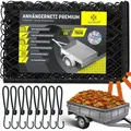Produktbild: Kesser - Anhängernetz feinmaschig mit Haken Hängernetz mit Spannseil, Netzkordel & 8mm Randverstärkung für Ladungssicherung Schwarz / 200 x 300cm
