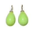 Produktbild: Hübsche grüne Glas-Ohrringe Ohr-Hänger Tropfen-Ohrringe Bügel aus Sterling-Silber vergoldet elegant Geschenk Handarbeit Designer Heide Heinzendorff