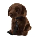 Produktbild: Labrador Kuscheltier dunkelbraun sitzend mit Leine 35 cm Stofftier Hund